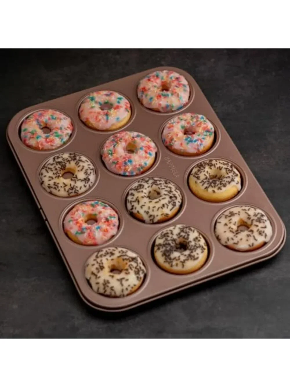Nonstick 12-Cavity Donut Pan, PFOA & BPA Free, Perfect for Baking Delicious